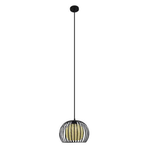 GLOBOSTAR® CARTER 00960 Μοντέρνο Κρεμαστό Φωτιστικό Οροφής με Ντουί 1 x E27 AC 220-240V IP20 - Μαύρο & Μπεζ - Μ28 x Π28 x Υ23cm