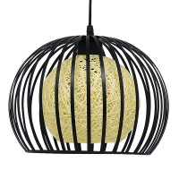 GLOBOSTAR® CARTER 00960 Μοντέρνο Κρεμαστό Φωτιστικό Οροφής με Ντουί 1 x E27 AC 220-240V IP20 - Μαύρο & Μπεζ - Μ28 x Π28 x Υ23cm