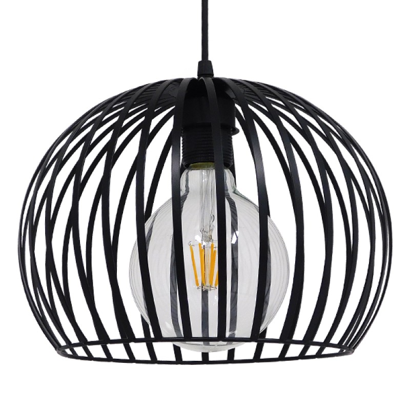 GLOBOSTAR® CARTER 00960 Μοντέρνο Κρεμαστό Φωτιστικό Οροφής με Ντουί 1 x E27 AC 220-240V IP20 - Μαύρο & Μπεζ - Μ28 x Π28 x Υ23cm