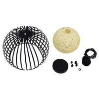 GLOBOSTAR® CARTER 00960 Μοντέρνο Κρεμαστό Φωτιστικό Οροφής με Ντουί 1 x E27 AC 220-240V IP20 - Μαύρο & Μπεζ - Μ28 x Π28 x Υ23cm