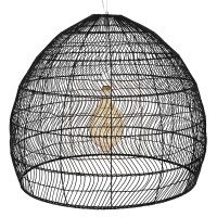 GLOBOSTAR® MALIBU 00966 Boho Κρεμαστό Φωτιστικό Οροφής με Ντουί 1 x E27 AC 220-240V IP20 - Μαύρο - Μ100 x Π100 x Y86cm