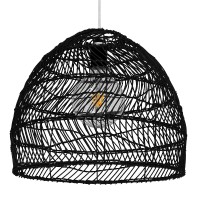 GLOBOSTAR® MALIBU 00969 Boho Κρεμαστό Φωτιστικό Οροφής με Ντουί 1 x E27 AC 220-240V IP20 - Μαύρο - Μ40 x Π40 x Υ35cm