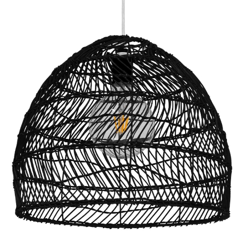 GLOBOSTAR® MALIBU 00969 Boho Κρεμαστό Φωτιστικό Οροφής με Ντουί 1 x E27 AC 220-240V IP20 - Μαύρο - Μ40 x Π40 x Υ35cm