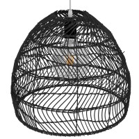 GLOBOSTAR® MALIBU 00969 Boho Κρεμαστό Φωτιστικό Οροφής με Ντουί 1 x E27 AC 220-240V IP20 - Μαύρο - Μ40 x Π40 x Υ35cm