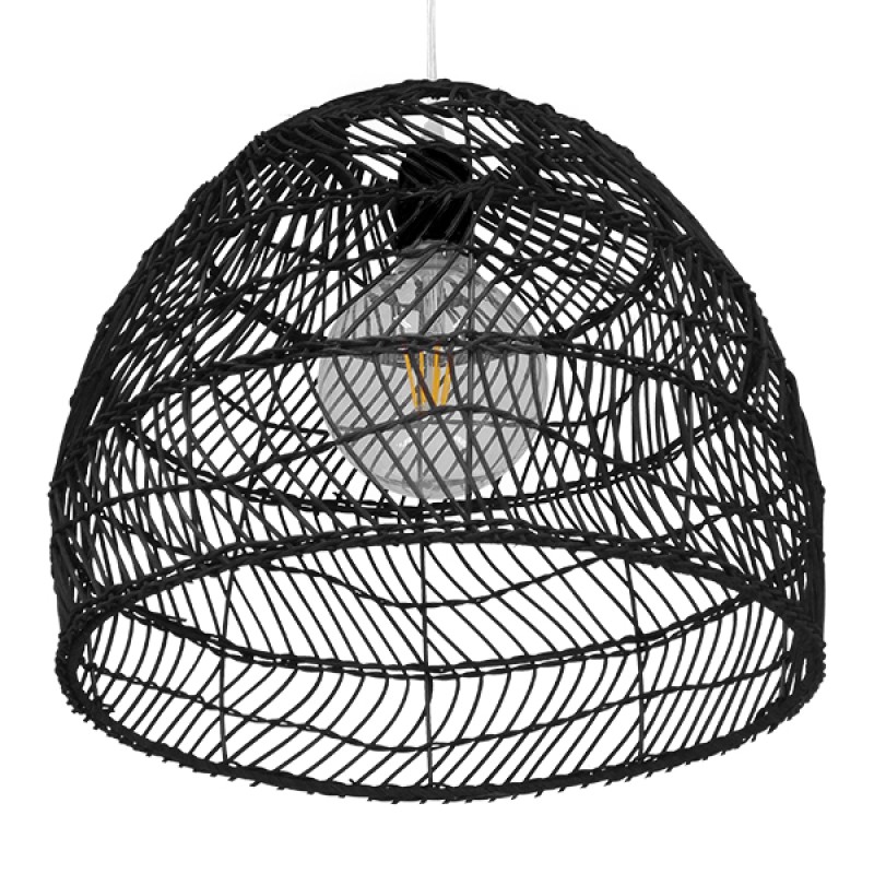 GLOBOSTAR® MALIBU 00969 Boho Κρεμαστό Φωτιστικό Οροφής με Ντουί 1 x E27 AC 220-240V IP20 - Μαύρο - Μ40 x Π40 x Υ35cm