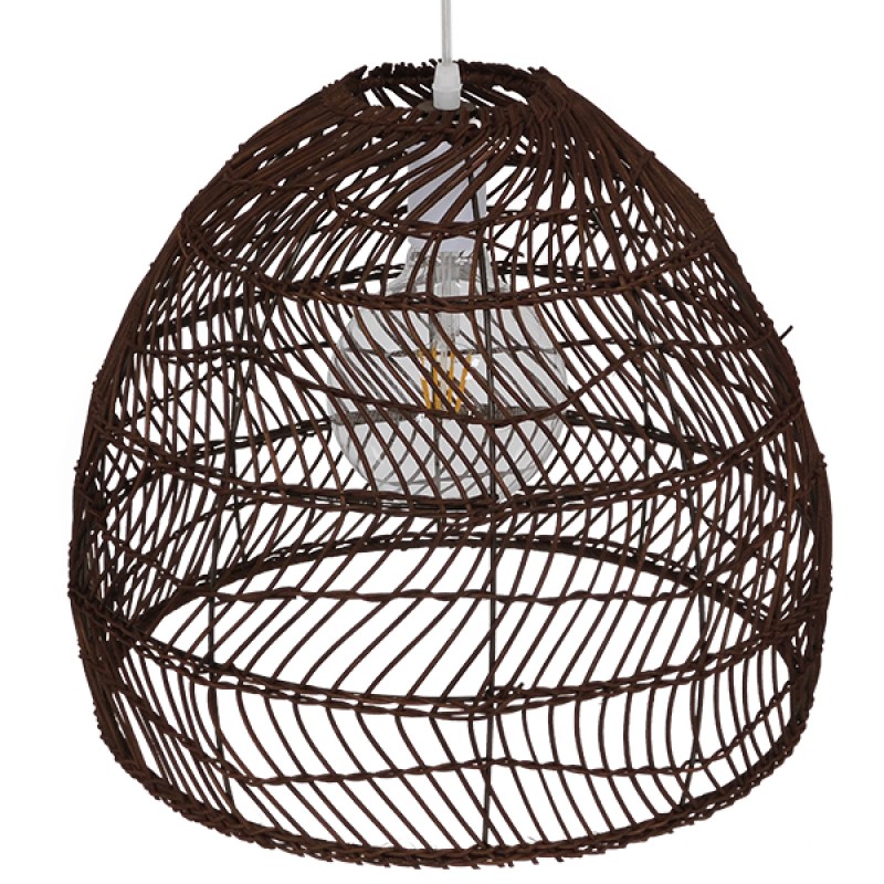 GLOBOSTAR® MALIBU 00970 Boho Κρεμαστό Φωτιστικό Οροφής με Ντουί 1 x E27 AC 220-240V IP20 - Καφέ - Μ40 x Π40 x Υ35cm