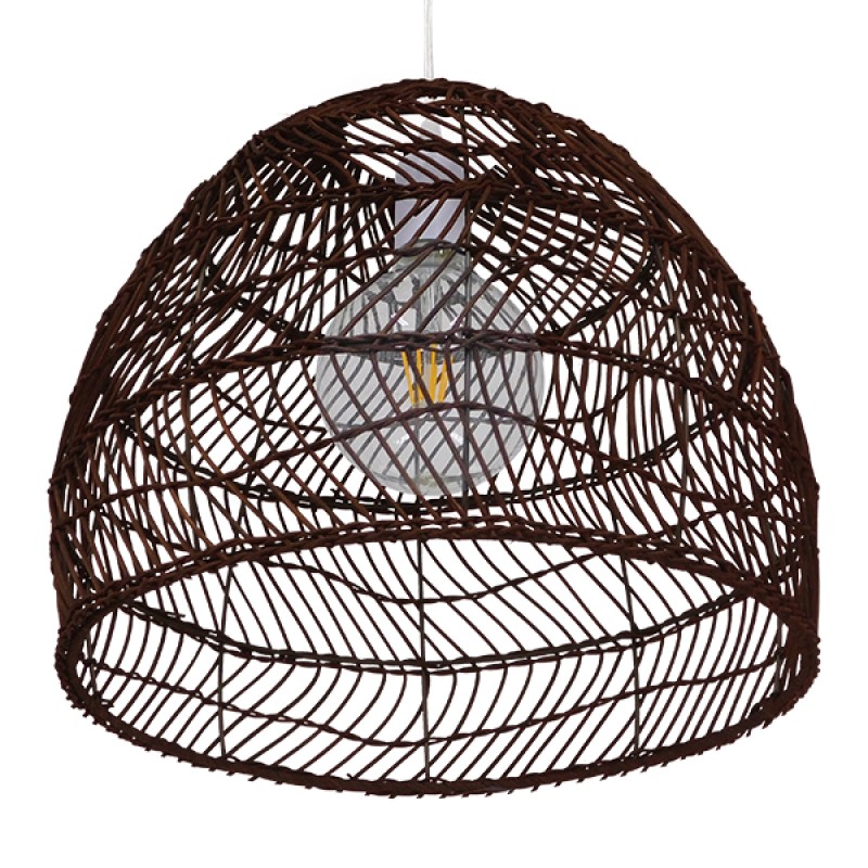 GLOBOSTAR® MALIBU 00970 Boho Κρεμαστό Φωτιστικό Οροφής με Ντουί 1 x E27 AC 220-240V IP20 - Καφέ - Μ40 x Π40 x Υ35cm