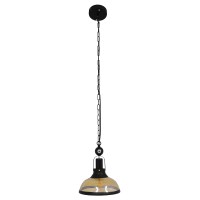 GLOBOSTAR® BILLIARD 00971 Vintage Κρεμαστό Φωτιστικό Οροφής με Ντουί 1 x E27 AC 220-240V IP20 - Mαύρο & Μελί - Μ25 x Π25 x Υ29cm