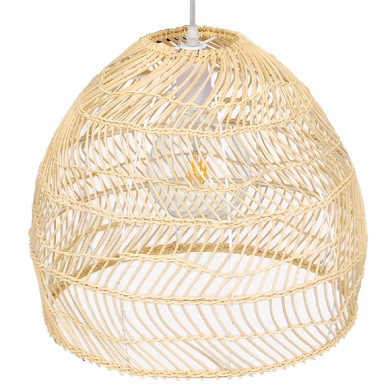 GLOBOSTAR® MALIBU 00973 Boho Κρεμαστό Φωτιστικό Οροφής με Ντουί 1 x E27 AC 220-240V IP20 - Μπεζ - Μ40 x Π40 x Υ35cm