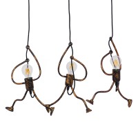 GLOBOSTAR® LITTLE MAN 00979 Μοντέρνο Κρεμαστό Φωτιστικό Οροφής με Ντουί 3 x E27 AC 220-240V IP20 - Χάλκινο - Μ70 x Π10 x Υ105cm