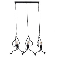 GLOBOSTAR® LITTLE MAN 00980 Μοντέρνο Κρεμαστό Φωτιστικό Οροφής με Ντουί 3 x E27 AC 220-240V IP20 - Μαύρο - Μ70 x Π10 x Υ105cm