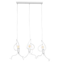 GLOBOSTAR® LITTLE MAN 00981 Μοντέρνο Κρεμαστό Φωτιστικό Οροφής με Ντουί 3 x E27 AC 220-240V IP20 - Λευκό - Μ70 x Π10 x Υ105cm