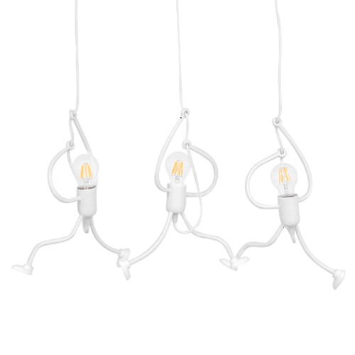 GLOBOSTAR® LITTLE MAN 00981 Μοντέρνο Κρεμαστό Φωτιστικό Οροφής με Ντουί 3 x E27 AC 220-240V IP20 - Λευκό - Μ70 x Π10 x Υ105cm