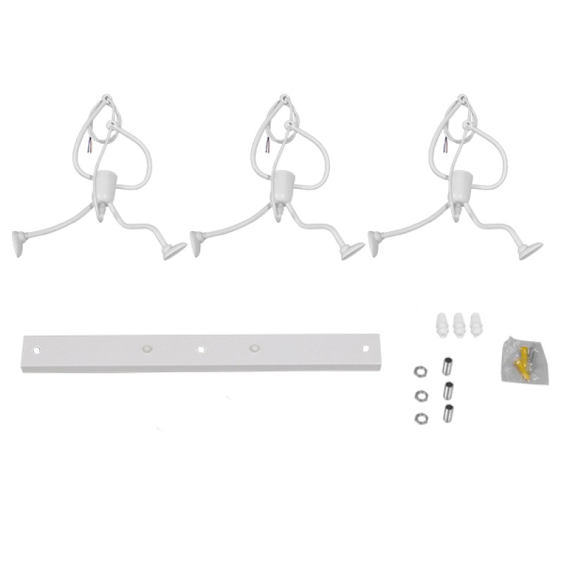 GLOBOSTAR® LITTLE MAN 00981 Μοντέρνο Κρεμαστό Φωτιστικό Οροφής με Ντουί 3 x E27 AC 220-240V IP20 - Λευκό - Μ70 x Π10 x Υ105cm