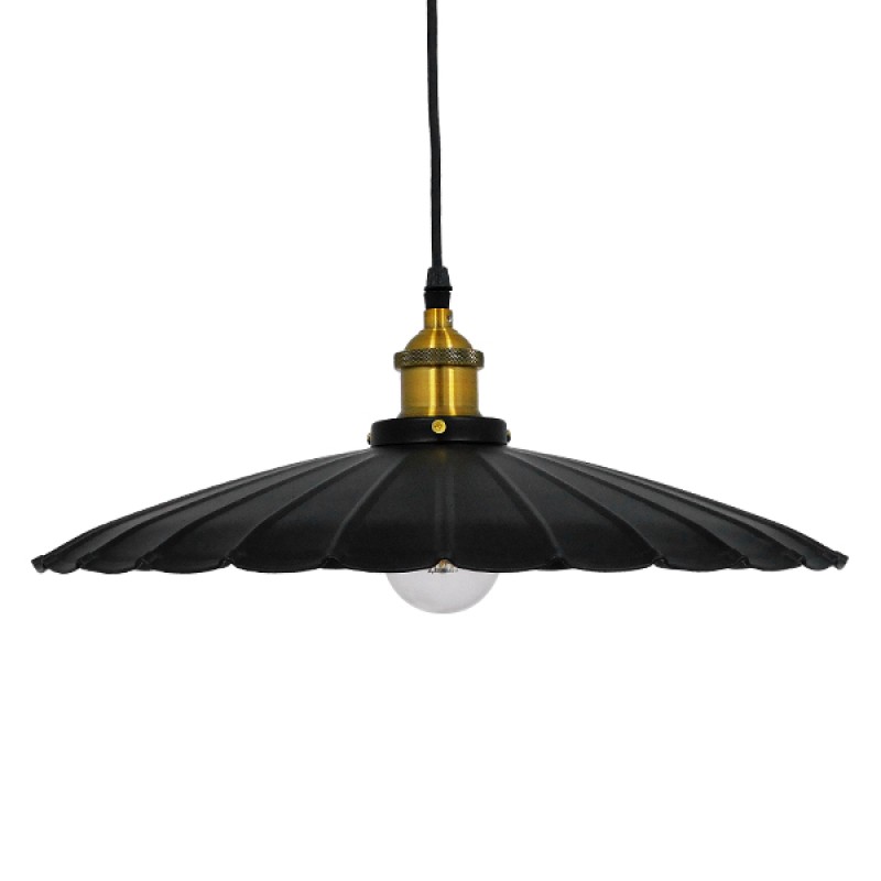 GLOBOSTAR® MARGI 00982 Vintage Κρεμαστό Φωτιστικό Οροφής με Ντουί 1 x E27 AC 220-240V IP20 - Μαύρο & Χρυσό - Μ40 x Π40 x Y15cm