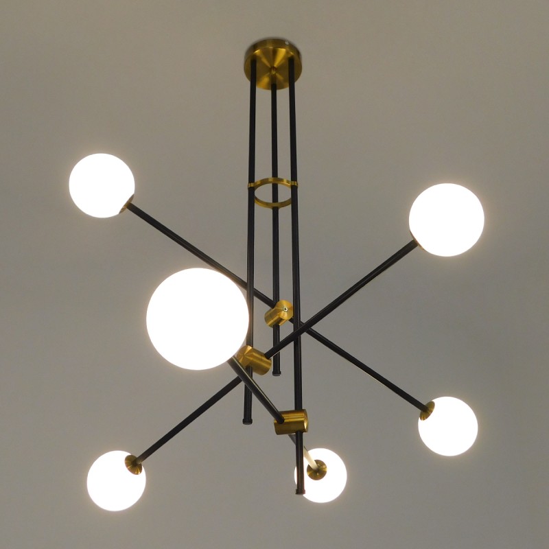 GLOBOSTAR® VELVET 00994 Μοντέρνο Κρεμαστό Φωτιστικό Οροφής με Ντουί 6 x G9 AC 220-240V IP20 - Πολύχρωμο - Μ80 x Π80 x Υ85cm
