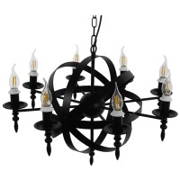 GLOBOSTAR® ESTELLE 01003 Vintage Κρεμαστό Φωτιστικό Οροφής με Ντουί 8 x E14 AC 220-240V IP20 - Μαύρο - Μ65 x Π65 x Y50cm