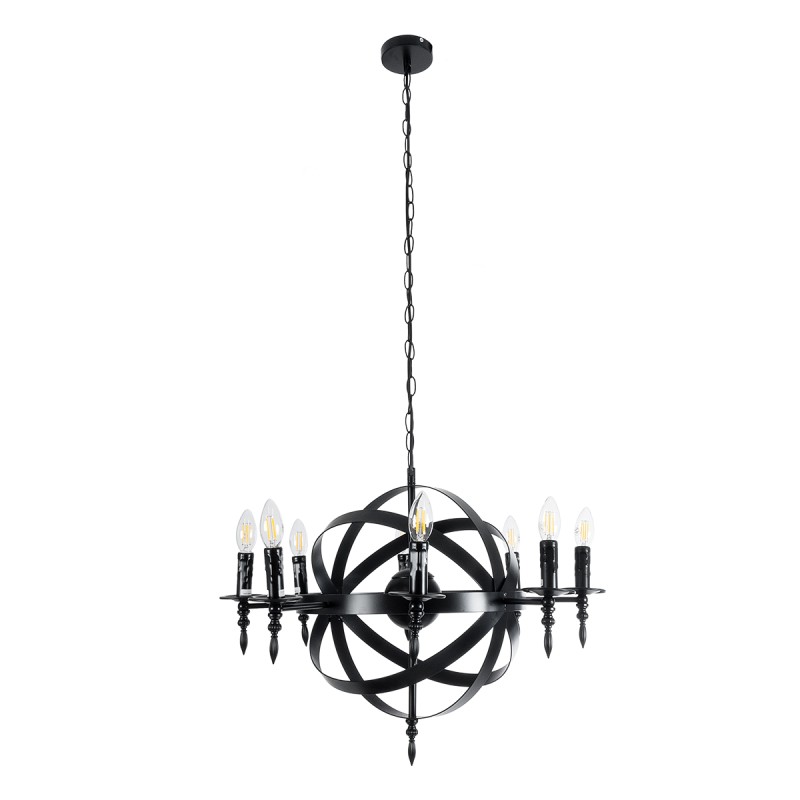 GLOBOSTAR® ESTELLE 01003 Vintage Κρεμαστό Φωτιστικό Οροφής με Ντουί 8 x E14 AC 220-240V IP20 - Μαύρο - Μ65 x Π65 x Y50cm