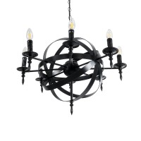 GLOBOSTAR® ESTELLE 01003 Vintage Κρεμαστό Φωτιστικό Οροφής με Ντουί 8 x E14 AC 220-240V IP20 - Μαύρο - Μ65 x Π65 x Y50cm