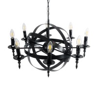 GLOBOSTAR® ESTELLE 01003 Vintage Κρεμαστό Φωτιστικό Οροφής με Ντουί 8 x E14 AC 220-240V IP20 - Μαύρο - Μ65 x Π65 x Y50cm