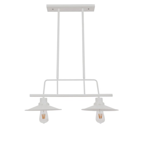 GLOBOSTAR® REGAL 01008 Vintage Φωτιστικό Οροφής με Ντουί 2 x E27 AC 220-240V IP20 - Λευκό - Μ80 x Π26 x Υ82cm