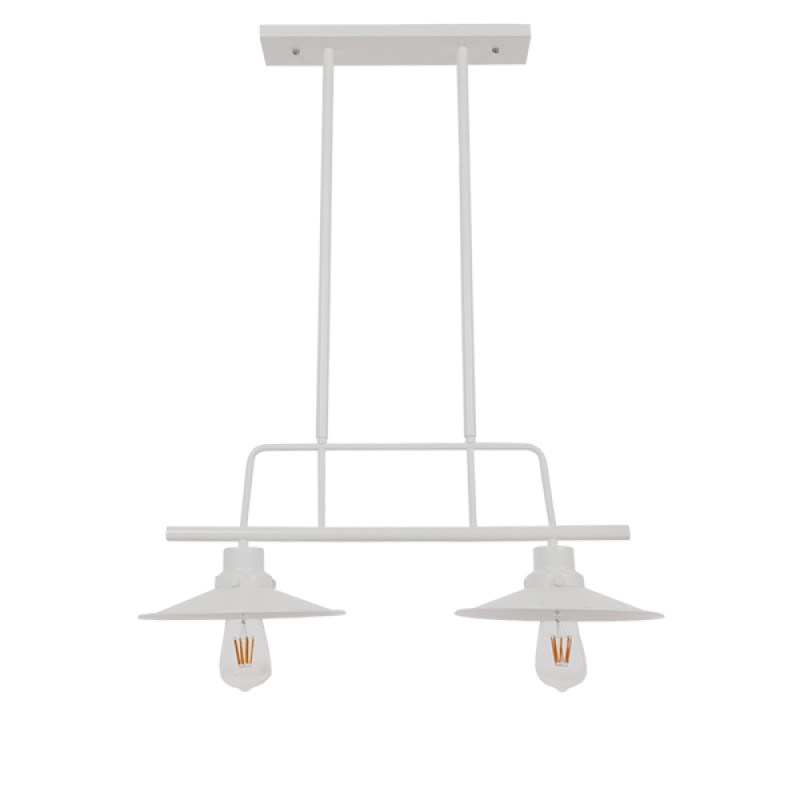 GLOBOSTAR® REGAL 01008 Vintage Φωτιστικό Οροφής με Ντουί 2 x E27 AC 220-240V IP20 - Λευκό - Μ80 x Π26 x Υ82cm