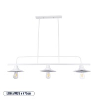 GLOBOSTAR® REGAL 01010 Vintage Φωτιστικό Οροφής με Ντουί 3 x E27 AC 220-240V IP20 - Λευκό - Μ110 x Π26 x Υ75cm