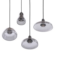 GLOBOSTAR® FEMINE 01011 Μοντέρνο Κρεμαστό Φωτιστικό Οροφής με Ντουί 4 x E27 AC 220-240V IP20 - Γκρι & Μαύρο - Μ70 x Π70 x Y24.5cm - Σετ 4 Τεμαχίων