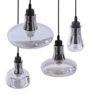 GLOBOSTAR® FEMINE 01011 Μοντέρνο Κρεμαστό Φωτιστικό Οροφής με Ντουί 4 x E27 AC 220-240V IP20 - Γκρι & Μαύρο - Μ70 x Π70 x Y24.5cm - Σετ 4 Τεμαχίων