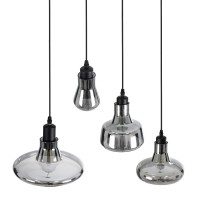 GLOBOSTAR® FEMINE 01011 Μοντέρνο Κρεμαστό Φωτιστικό Οροφής με Ντουί 4 x E27 AC 220-240V IP20 - Γκρι & Μαύρο - Μ70 x Π70 x Y24.5cm - Σετ 4 Τεμαχίων