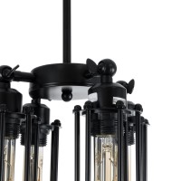 GLOBOSTAR® TUBING 01013 Vintage Κρεμαστό Φωτιστικό Οροφής με Ντουί 4 x E27 AC 220-240V IP20 - Μαύρο - Μ27 x Π27 x Y47cm