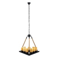 GLOBOSTAR® DOME 10001021 Vintage Κρεμαστό Φωτιστικό Οροφής με Ντουί 9 x E27 AC 220-240V IP20 - Μπεζ & Μαύρο - Μ68 x Π60 x Υ50cm