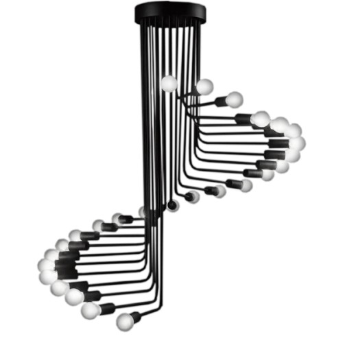GLOBOSTAR® STAIRS 01024 Μοντέρνο Φωτιστικό Οροφής με Ντουί 26 x E27 AC 220-240V IP20 - Μαύρο - Μ80 x Π80 x Υ95cm