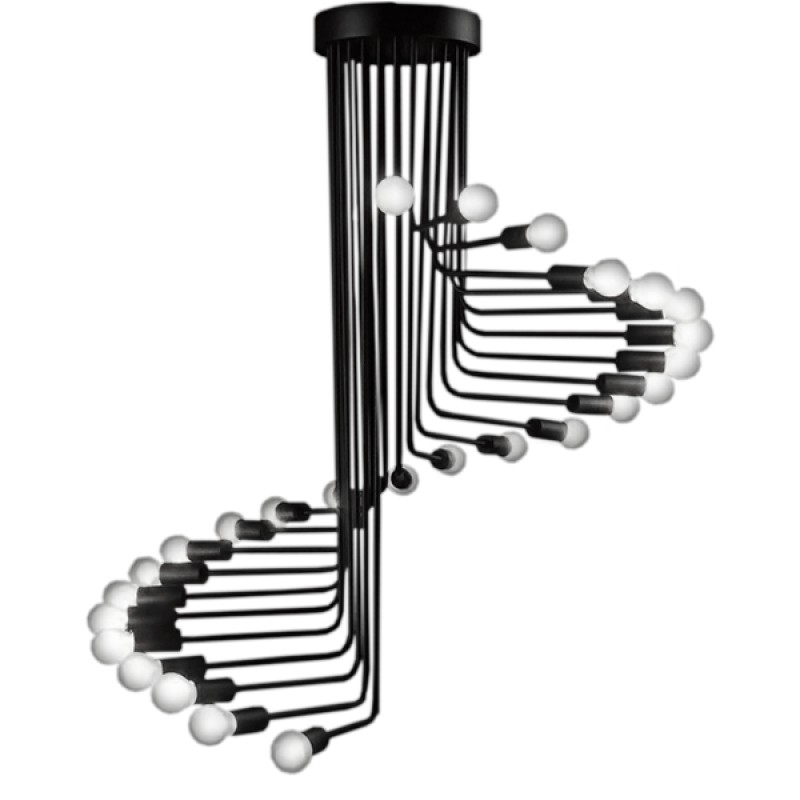 GLOBOSTAR® STAIRS 01024 Μοντέρνο Φωτιστικό Οροφής με Ντουί 26 x E27 AC 220-240V IP20 - Μαύρο - Μ80 x Π80 x Υ95cm