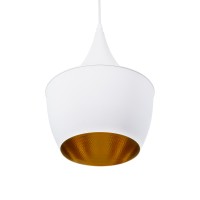 GLOBOSTAR® SHANGHAI 01026-A Μοντέρνο Κρεμαστό Φωτιστικό Οροφής με Ντουί 1 x E27 AC 220-240V IP20 - Λευκό & Χρυσό - Μ24 x Π24 x Υ30cm