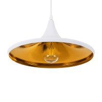 GLOBOSTAR® SHANGHAI 01026-B Μοντέρνο Κρεμαστό Φωτιστικό Οροφής με Ντουί 1 x E27 AC 220-240V IP20 - Λευκό & Χρυσό - Μ37 x Π37 x Υ17cm