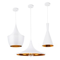 GLOBOSTAR® SHANGHAI 01026 Μοντέρνο Κρεμαστό Φωτιστικό Οροφής με Ντουί 3 x E27 AC 220-240V IP20 - Λευκό & Χρυσό - Μ79.5 x Π79.5 x Υ38cm - Σετ 3 Τεμαχίων