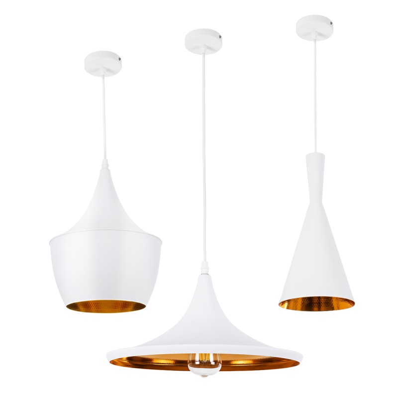 GLOBOSTAR® SHANGHAI 01026 Μοντέρνο Κρεμαστό Φωτιστικό Οροφής με Ντουί 3 x E27 AC 220-240V IP20 - Λευκό & Χρυσό - Μ79.5 x Π79.5 x Υ38cm - Σετ 3 Τεμαχίων