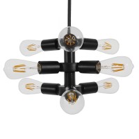 GLOBOSTAR® DELIR 01035 Μοντέρνο Φωτιστικό Οροφής με Ντουί 9 x E27 AC 220-240V IP20 - Μαύρο - Μ24 x Π24 x Υ23cm