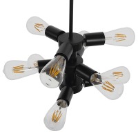 GLOBOSTAR® DELIR 01035 Μοντέρνο Φωτιστικό Οροφής με Ντουί 9 x E27 AC 220-240V IP20 - Μαύρο - Μ24 x Π24 x Υ23cm