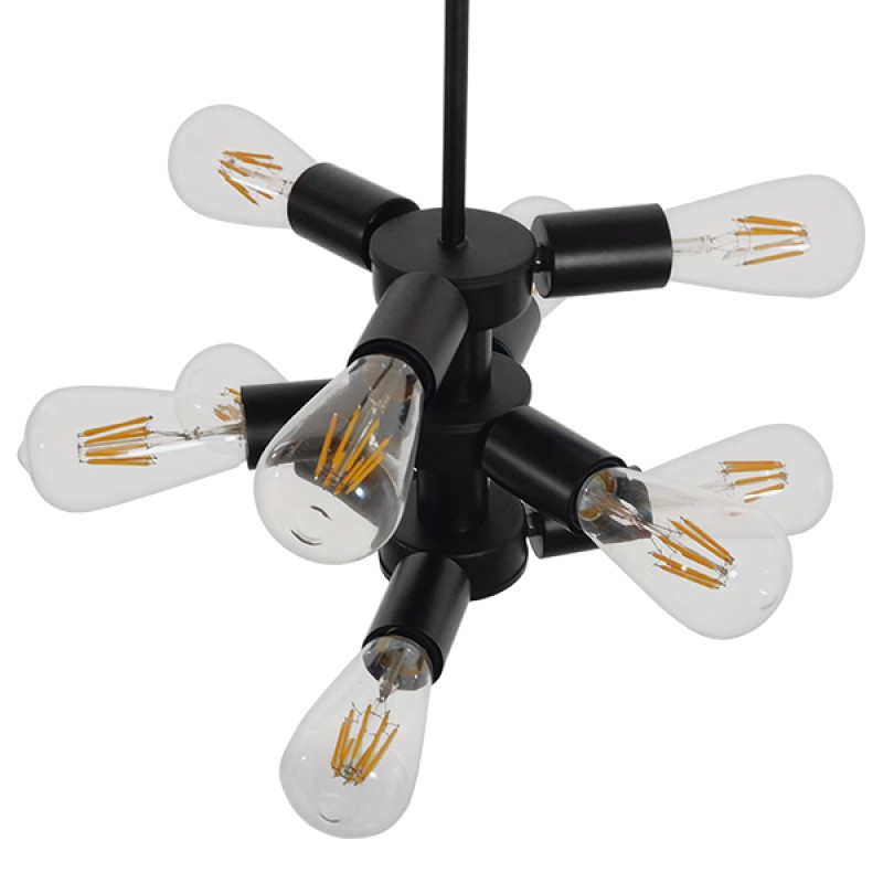 GLOBOSTAR® DELIR 01035 Μοντέρνο Φωτιστικό Οροφής με Ντουί 9 x E27 AC 220-240V IP20 - Μαύρο - Μ24 x Π24 x Υ23cm