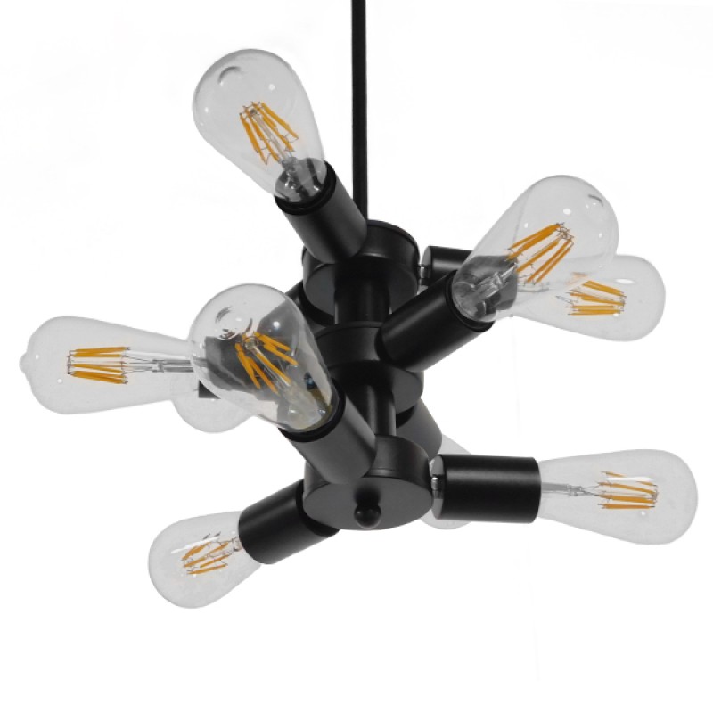 GLOBOSTAR® DELIR 01035 Μοντέρνο Φωτιστικό Οροφής με Ντουί 9 x E27 AC 220-240V IP20 - Μαύρο - Μ24 x Π24 x Υ23cm