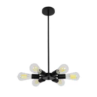 GLOBOSTAR® CONFOR 01036 Μοντέρνο Φωτιστικό Οροφής με Ντουί 6 x E27 AC 220-240V IP20 - Μαύρο - Μ24 x Π24 x Υ8cm