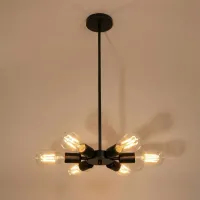 GLOBOSTAR® CONFOR 01036 Μοντέρνο Φωτιστικό Οροφής με Ντουί 6 x E27 AC 220-240V IP20 - Μαύρο - Μ24 x Π24 x Υ8cm