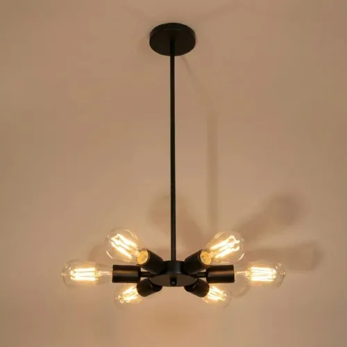 GLOBOSTAR® CONFOR 01036 Μοντέρνο Φωτιστικό Οροφής με Ντουί 6 x E27 AC 220-240V IP20 - Μαύρο - Μ26 x Π26 x Υ4cm