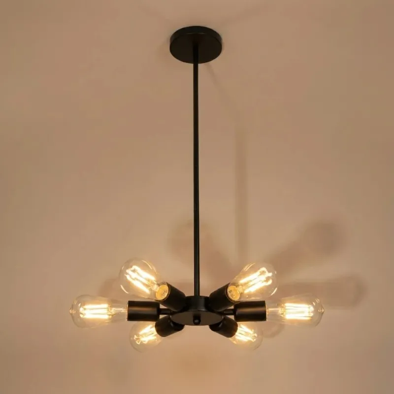 GLOBOSTAR® CONFOR 01036 Μοντέρνο Φωτιστικό Οροφής με Ντουί 6 x E27 AC 220-240V IP20 - Μαύρο - Μ24 x Π24 x Υ8cm