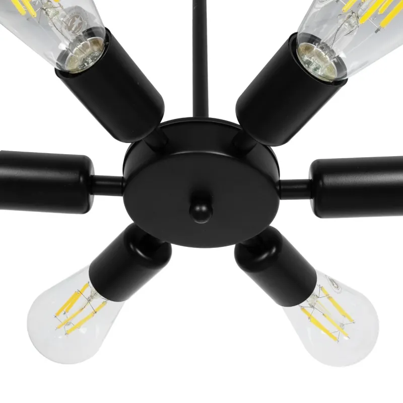 GLOBOSTAR® CONFOR 01036 Μοντέρνο Φωτιστικό Οροφής με Ντουί 6 x E27 AC 220-240V IP20 - Μαύρο - Μ24 x Π24 x Υ8cm