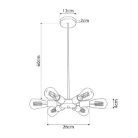 GLOBOSTAR® CONFOR 01036 Μοντέρνο Φωτιστικό Οροφής με Ντουί 6 x E27 AC 220-240V IP20 - Μαύρο - Μ24 x Π24 x Υ8cm