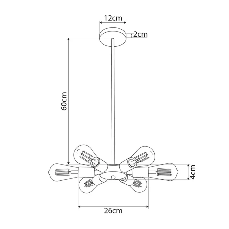 GLOBOSTAR® CONFOR 01036 Μοντέρνο Φωτιστικό Οροφής με Ντουί 6 x E27 AC 220-240V IP20 - Μαύρο - Μ24 x Π24 x Υ8cm