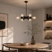 GLOBOSTAR® CONFOR 01036 Μοντέρνο Φωτιστικό Οροφής με Ντουί 6 x E27 AC 220-240V IP20 - Μαύρο - Μ24 x Π24 x Υ8cm